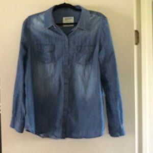 Denim snap-up long sleeve shirt